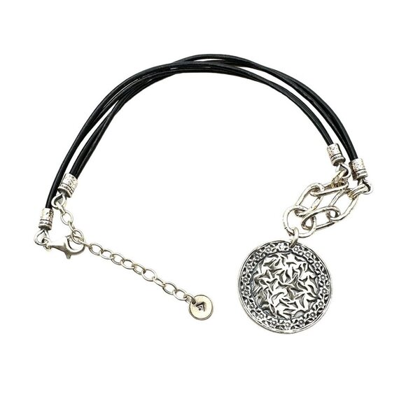 SILPADA Womens Necklace Black Leather Sunburst Sterling Pendant N1711 Retired - Picture 2 of 3